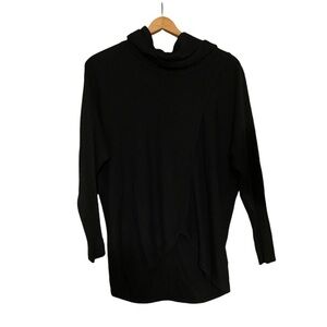 NY Collection Black Cowl Neck Long Sleeve High Low Sweater Size Small